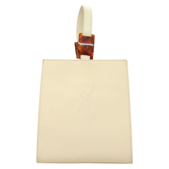 SAINT LAURENT Hand Bag Nylon Beige Auth BA3156 - Picture 2 of 16